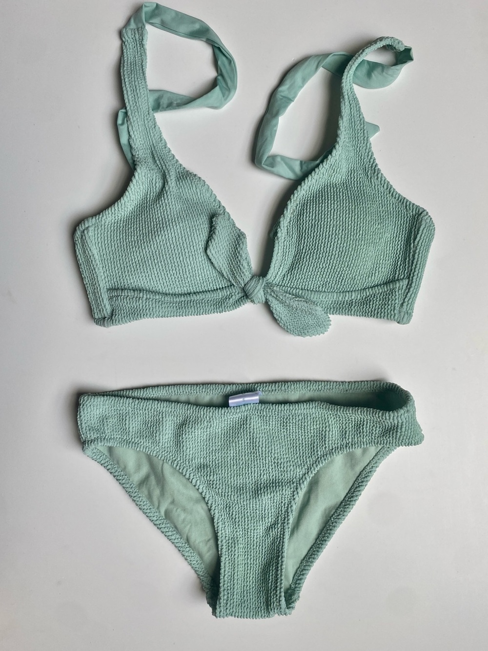 Target Mint Green Textured Tie-Front Bikini Set (S)